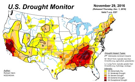 US Drought Map Nov 2016